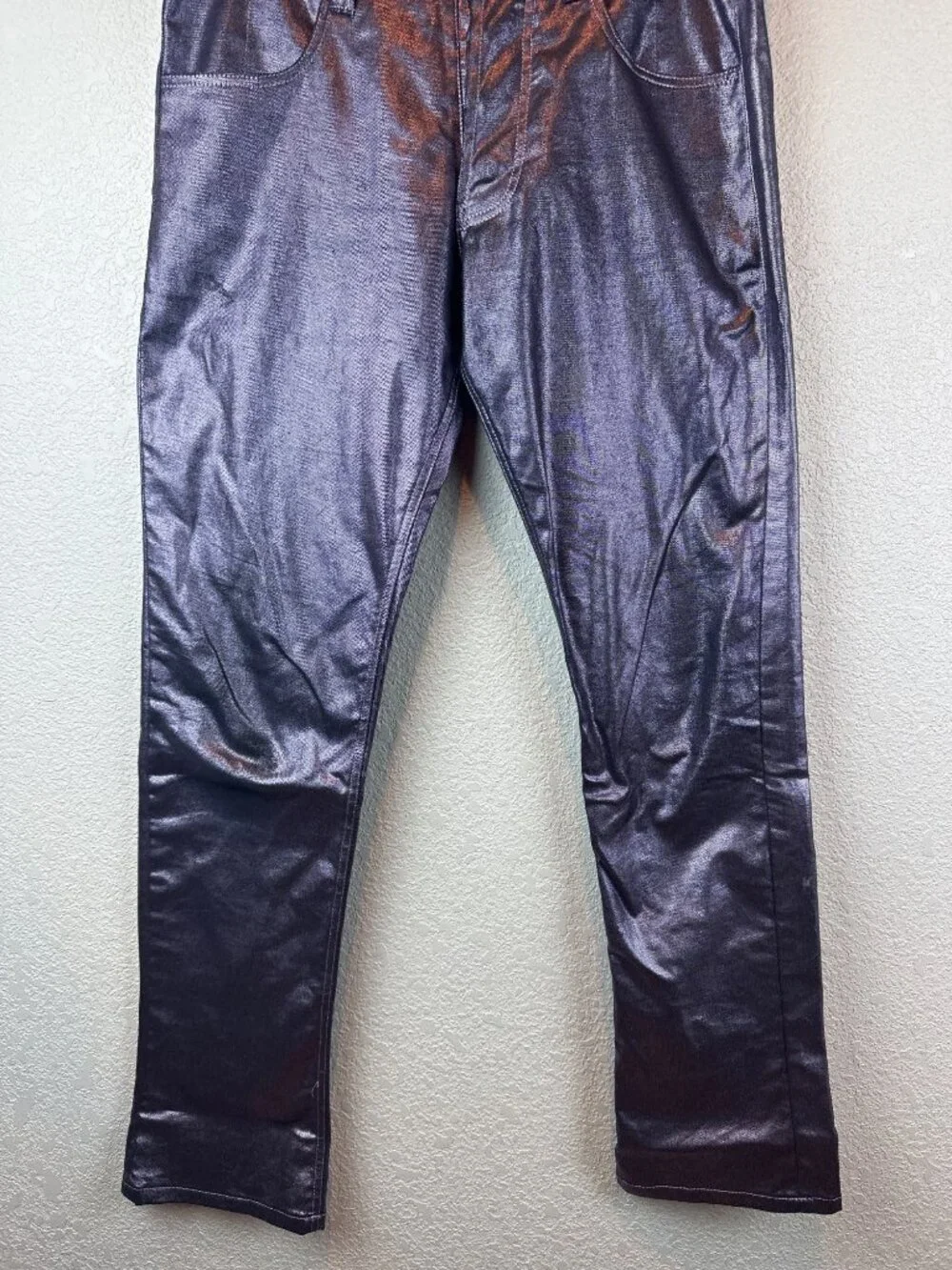 Alexander Digenova Metallic Coated Mens 32 Purple Iridescent Straight Pants